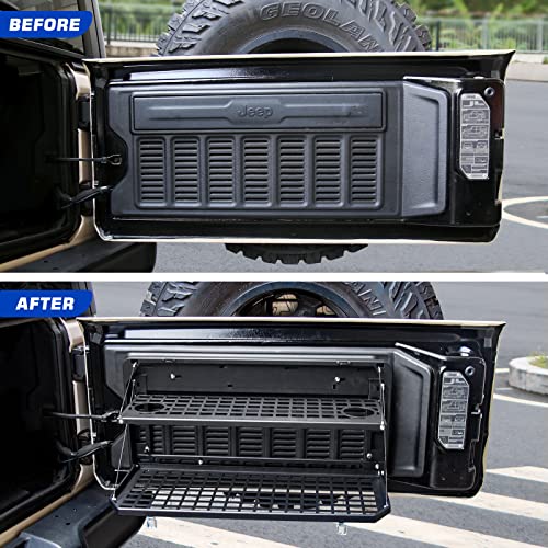 Tailgate Table Rear Foldable Cargo Shelf Aluminum Alloy Storage Shelf MOLLE Panel for Jeep Wrangler JK JKU JL JLU