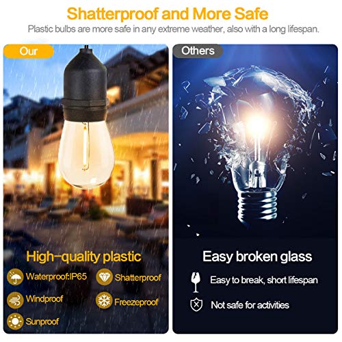 SUFEIMAS Outdoor String Lights LED 150FT with 46 Sockets 48pcs S14 Shattreproof Edison Bulbs,Dimmable LED Outdoor String Lights for Outside, Patio,Backyard, Market, Cafe (2 * 75FT) - color: Black, size: 150FT S14