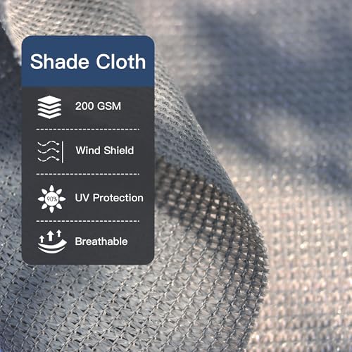 90% Sun Shade Cloth with Grommets 4X8 FT, Outdoor Pergola Shade Cover, Heavy-Duty Mesh Tarp Patio Sun Screen for Lawn Garden Backyard, Grey - color: Gray, size: 0 4 x 0 8 FT