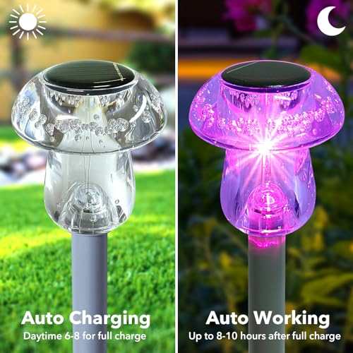 Benany Solar Lights Outdoor, 8 Pack Mushroom Lights Outside Waterproof, Solar Powered LED Lighting for Garden, Yard, Landscape, Path, Pathway, Lawn, Walkway, Driveway, Backyard Decor (Color Changing) - color: Color Changing