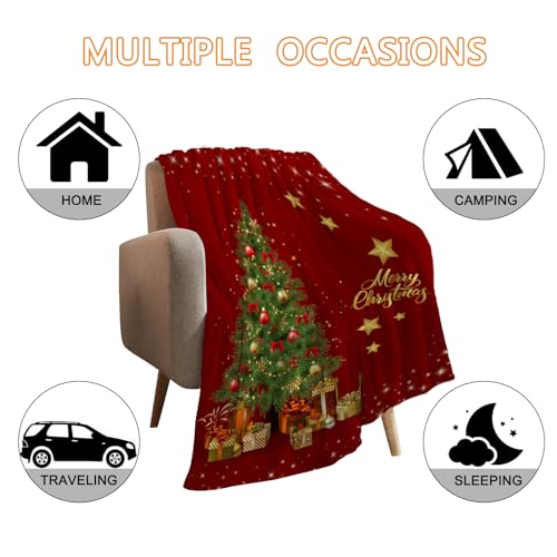 YeeJu Christmas Decorative Throw Blanket Red Christmas Tree Throw Blanket for Couch Sofa Bed Soft Cozy Lightweight Fuzzy Plush Fleece Blankets and Throws Xmas Winter Holiday Blanket 50x60 - color: Chrsitmas-26, size: 50"x60"