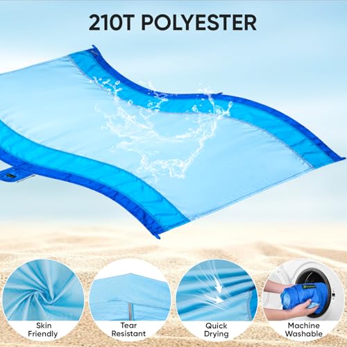 PTEROMY Beach Blanket Waterproof Sandproof, 84" X 84"Extra Large Beach Mat with Storage Bag, Quick Drying Lightweight, 6 Stakes, Accessories for Picnic, Travel (7x7 FT, Yellow)