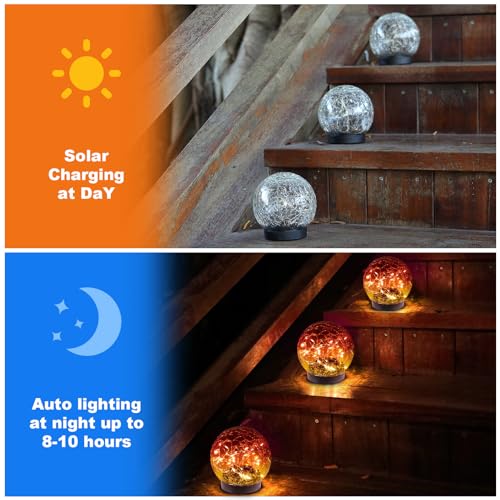 MLKNK Solar Globe Lights Outdoor Waterproof-Solar Balls-Solar Garden Lights-Orbs for Outside 2 Pack Cracked Glass Ball for Lawn Patio Yard Backyard Decorations - color: Red, size: 2 globes