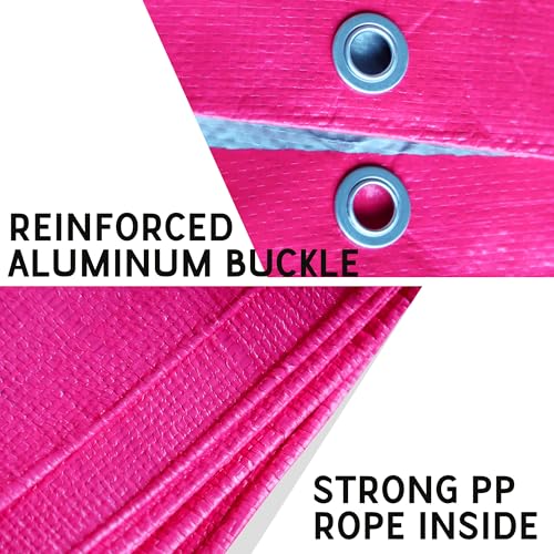 STARPYNG-7 Mil Pink/Silver 8x14 Feet Tarp-Multifunctional Waterproof Tarpaulin-Waterproof, UV Resistant, Rip and Tear Resistant, Poly Tarpaulin with Reinforced Edges for Cover - color: Pink/Silver, size: 8x14FT