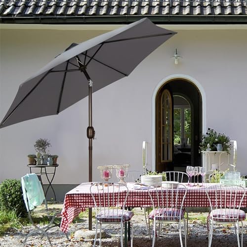 Blissun 7.5 ft Patio Umbrella, Yard Umbrella, Outdoor Market Umbrella with Push Button Tilt Crank, Dark Grey - color: Dark Grey