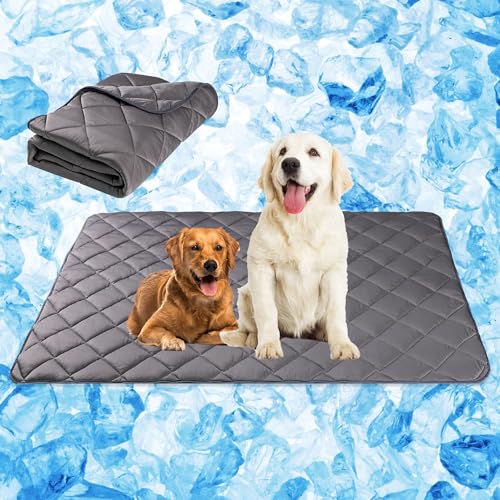 Paw Legend Dog Cooling Mat for Dogs Cat Cooling Pad for Dog Pet Cooling Blanket Summer Washable Dog Sleeping Pad on Kennel Sofa Bed Floor Car Seats, X-Large - color: Gray, size: X-Large(55x80")