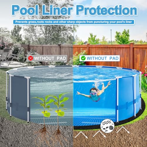 18ft Pool Mats for Floor, 300G/M² Thicke Geotextile Material Pool Ground Pad, Precut Round Pool Liner Pad for Above Ground Bottom Protects and Extends The Life of Your Swimming Pool - size: 18FT