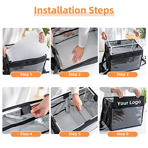 TooCust Insulated Bags For Food Delivery 16.5" x 11.4" x 11.8", Commercial Insulated Food Delivery Bag w/Divider, Waterproof & Foldable Catering Bag Food Deliveries, Delivery Pizza Bags 10 Inches - color: Black, size: 32 L