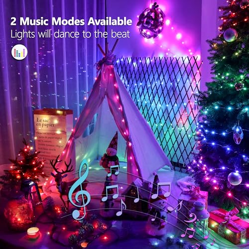 BrizLabs Fairy String Lights, 33ft 100 LED Red White Blue Fairy Lights with Remote Timer, USB July 4th Starry Light Music Sync RGB Color Changing Twinkle Light for Xmas Halloween Easter Party Wedding - color: 100 LED USB