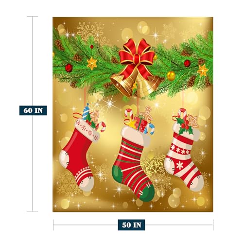 YeeJu Christmas Decorative Throw Blanket Gold Christmas Stockings Throw Blanket for Couch Sofa Bed Soft Cozy Lightweight Fuzzy Plush Fleece Blankets and Throws Xmas Winter Holiday Blanket 50x60 - color: Chrsitmas-23, size: 50"x60"