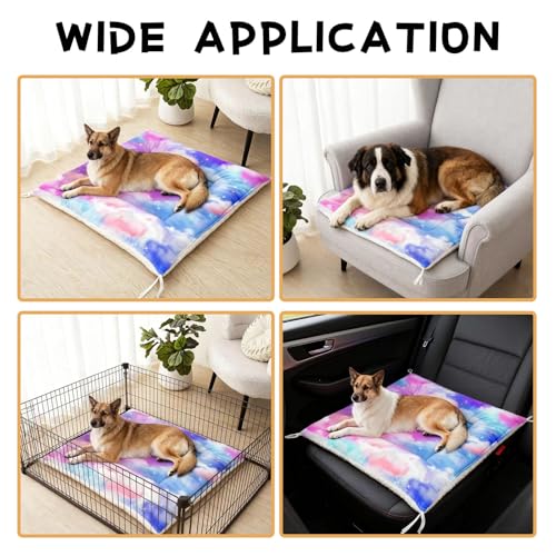 Nttopship Dog Cat Bed Mat Ultra Soft Fluffy Pet Bed Washable Fashion Dog Crate Beds Comfy Comfy Pet Sleeping Pad Suitable for Pet Raised Bed(30"x26",Colorful Clouds) - color: Colorful Clouds, size: Medium
