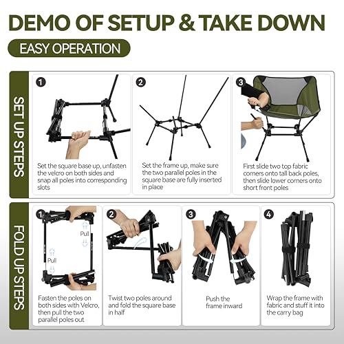 MARCHWAY Ultralight Folding Camping Chair, Heavy Duty Portable Compact for Outdoor Camp, Travel, Beach, Picnic, Festival, Hiking, Lightweight Backpacking (Green) - color: Green