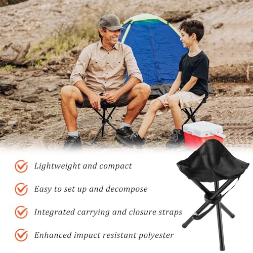 2PCS Portable Folding Camping Stool,Travel Outdoor Tripod Seat,Black Folding Camping Chairs for Camping Party Picnic Beach Garden Lawn Walking Hiking - color: Black