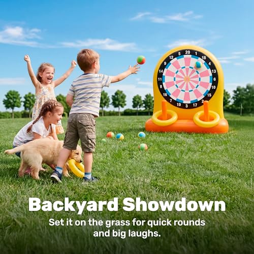 SLOOSH 2-in-1 Fun Pool Toys Set for Kids, Inflatable Dart Board & Ring Toss Game, Pool Floats Water Game Toys for Beach Yard Outdoor Ball Play, Party Birthday Gift for Kids Teen Adult