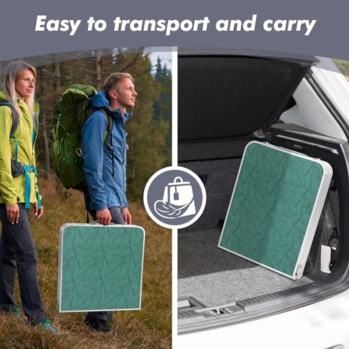 Camp Field Camping Folding Aluminum Table with Adjustable Legs for Outdoor Travel Beach, Backyards, BBQ, Party and Picnic Foldable Table - color: Green