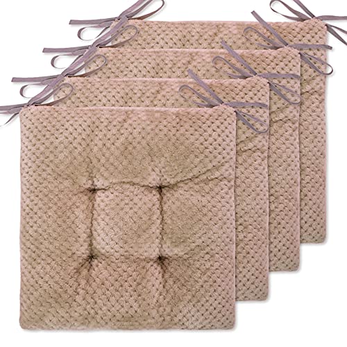 WONDER MIRACLE 4 Pack Seat Cushion/Chair Cushion Pads for Dining Chairs, Office Chair, Car, Floor, Outdoor, Patio，Machine Wash & Dryer Friendly (F&F 16"×16", Coffee) - color: Coffee, style: F&F 16"×16"