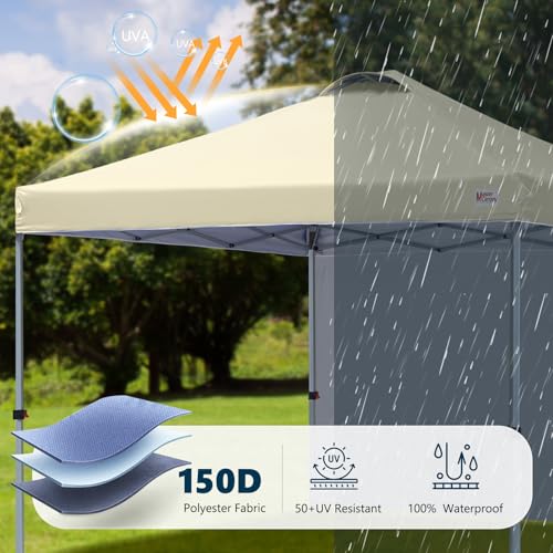 MASTERCANOPY Durable Pop-up Canopy Tent with 1 Sidewall (10'x10',Beige) - color: Beige, size: 10x10