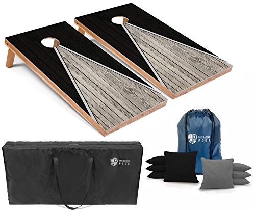 Tailgating Pros Lightweight Pyramid Design Cornhole Board Set w/LED Ring Lights - 4'x2' Regulation Cornhole Game - color: Black/Black