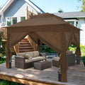 COOS BAY 11x11 Pop Up Gazebo with 4 Sidewalls, Instant Outdoor Canopy Tent with UPF 50+ UV Protection, Water Resistant Shelter with Carry Bag, Stakes & Ropes, Brown - color: Brown