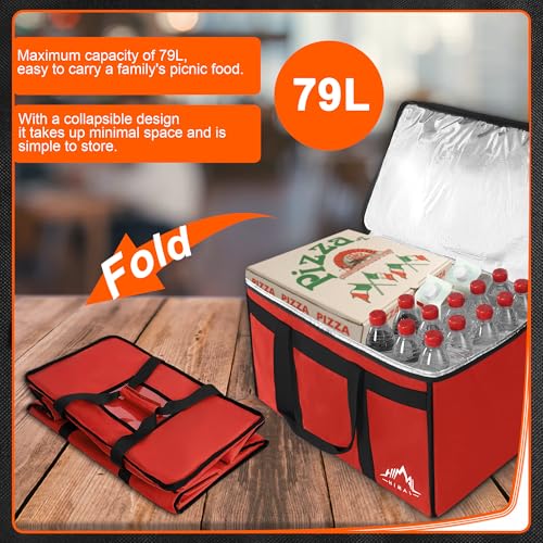 Himal Outdoors Insulated Food Delivery Bag XXXL-23Wx15Hx14D inches Premium Insulated Grocery Bag for HOT/COLD Food Delivery, Fit for Uber Eats, Doordash, Commercial Catering Transportation (Red) - color: Red
