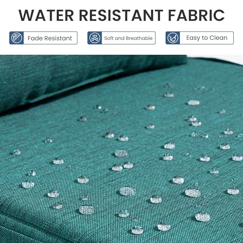 Crestlive Products Foldable Outdoor Chaise Lounge Cushions with Head Pillow and Side Pockets, Water Resistant & Fade Resistant Lounge Chair Cushion, 72''L x 21''W, Set of 2, Malachite - color: Malachite, size: 72"l X 21"w