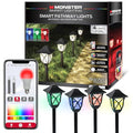 Monster Smart RGB+IC+WW Pathway Lights with 4 Dimmable LED Lights - Sound Reactive Garden Light, Weatherproof IP44 Outdoor Lighting - Compatible with Alexa, Google Assistant, Siri, Monster App