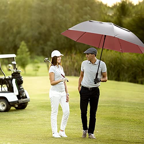 G4Free Vented UV Golf/Beach Umbrella 68" Arc, Auto Open Oversize Extra Large Windproof Sun Shade Rain Umbrellas - color: Silver/Pink