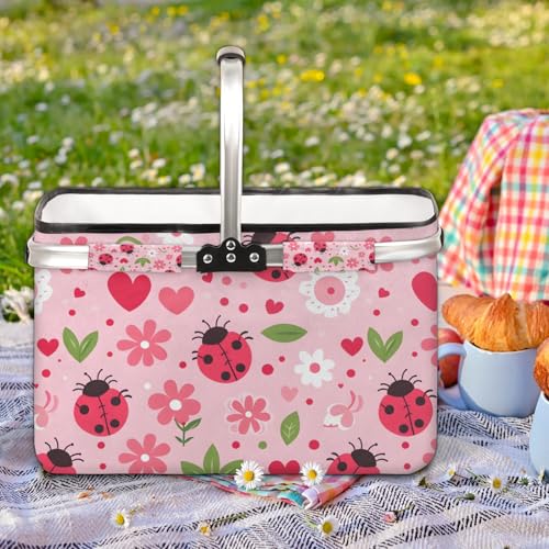 Picnic Baskets Shoping Basket Collapsible Portable Picnic Basket - color: Ladybird(style 1)