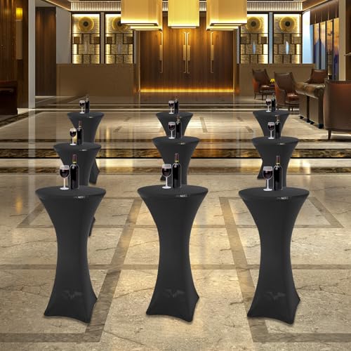 REDCAMP 24" Cocktail Table with Black Cover, Folding Round Bar Table Pub Table with Flip-Up Top for Parties Restaurant, 30" /45" Two Heights Adjustable - color: Black Cover Set, 1, size: 24" Round Table