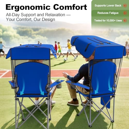 VTOY Portable Camping Chair with Canopy - Folding Chair with Canopy, Durable 600D Oxford Canopy Chair for Camping, Beach, Picnics, Fishing & Sports - color: 1pack Blue