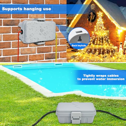 Hrensaw 3PCS Small Weatherproof Electrical Connection Box(Inner 5.5x3x2.2inch),Outdoor Electrical Box,Waterproof Extension Cord Covers for Plug, Extension Cables, Holiday Lights,Grey - color: Grey