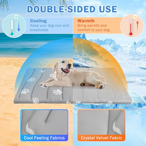 SCENEREAL Dog Cooling Mat for Crate, Thicken Self-Cooling Dog Pad Reversible (Cool & Warm), 59"x40" Pet Cool Bed for M Large XL Dogs,Kennel Sofa Mats Machine Washable, Durable Non-Toxic Gel, Outdoor - color: Grey Footprint, size: X-Large(59" L x 40" W x 1