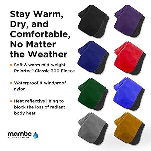 Mambe Extreme Weather Outdoor Blanket - FrenchNavy, Large - 100% Waterproof and Windproof, Soft Warm Polarfleece with Durable Nylon Shell, Use at Sporting Events, Camping, Picnics, Emergency Blanket - color: French Navy