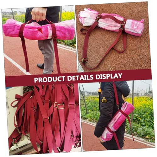 VANZACK Sturdy Polyester Carrying Strap for Picnic Blanket and Yoga Mat, Lightweight Outdoor Travel Sling Handle, Red Picnic Blanket Carry Strap for Hiking and Camping