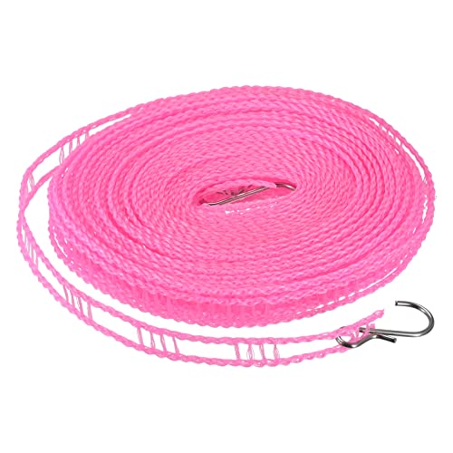 uxcell Portable Clothesline, 32.8ft Nylon Windproof Non-Slip Washing Line Rope for Courtyard Outdoor Travel Camping Laundry Drying, Pink - color: Pink, size: 32.8ft