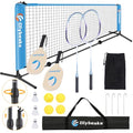 All-in-one Portable Badminton & Pickleball Net Set for Backyard Beach Driveway with Height Adjustable Poles, Durable Net, 2 Aluminum Badminton Rackets + 2 Pickleball Paddles - size: 14 ft