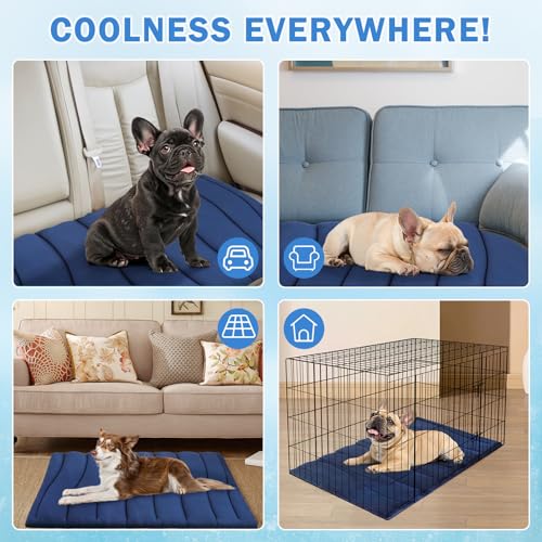 SCENEREAL Dog Cooling Mat for Crate, Thicken Self-Cooling Dog Pad Reversible (Cool & Warm), 36"x23" Pet Cool Bed for M Large XL Dogs,Kennel Sofa Mats Machine Washable, Durable Non-Toxic Gel, Outdoor - color: Navy, size: Medium(36" L x 23" W x 1.0" HT )