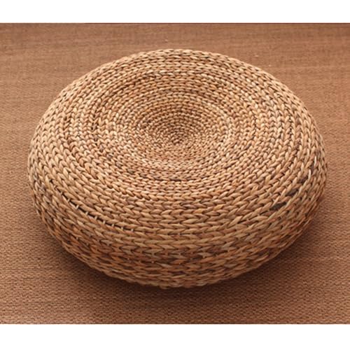 Round Woven Floor Pillow,Straw Flat Seat Cushion,Handmade Floor Pouf Mat,Natural Seat Cushion Boho Living Room Decor(Size:Small,Color:Style 2) - color: Style 2, size: Small