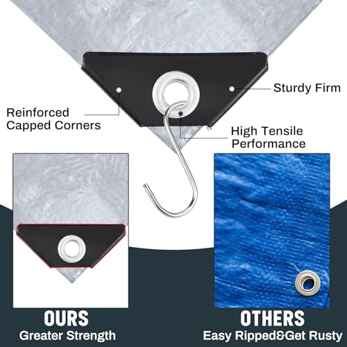 8 Pack 6 x 8 ft 5.5 Mil Large Tarps Heavy Duty Waterproof Tarp Multi Purpose Tent Cover for Home Boats Cars Camping Patio Furniture Roof Emergency Rain Protective Cover, Silver - color: Silver, size: 6 x 8 ft