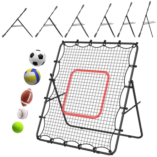 LIANTRAL Baseball Rebounder Net, Adjustable Bounce Back Trainer for Soccer, Volleyball, Softball & Lacrosse, Portable Folding Rebounder for Passing & Shooting Practice, Volleyball Rebound Net - color: Black, size: 4FTx4.5FT