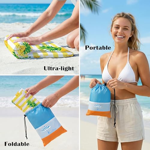 Famstar Beach Blanket Oversized Extra Large78 X 81",Waterproof Sandproof Beach Blanket 1-7 Adults Lightweight Durable for Travel Camping Hiking Picnic - color: Pineapple, size: 78" X 81"
