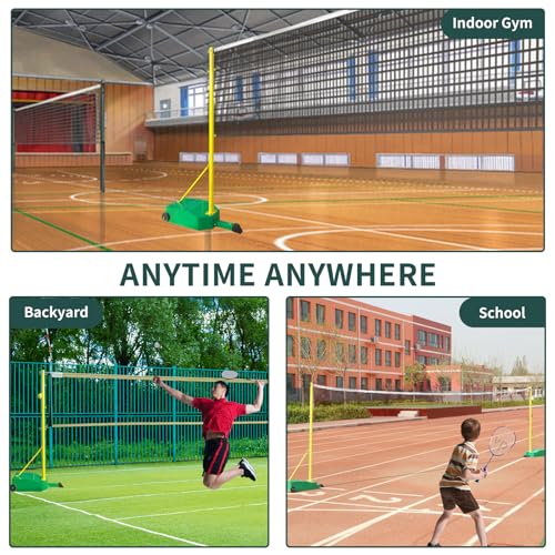 Portable Badminton Nets Pole,Movable Badminton Net Stand with Wheels,5.1ft Badminton Poles,Freestanding Sport Training Equipment for Outdoor & Indoor School Court Backyard Adults Kids Use
