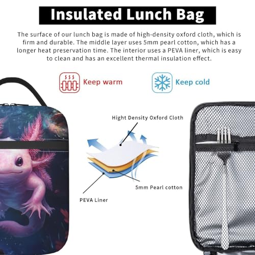 Axolotl Lunch Box for Women Kids Girls Men Insulated Lunch Bag Lunchbox Adults Lunch Tote Bags Reusable Cooler for Work Office School Picnic Travel - color: Axolotl01