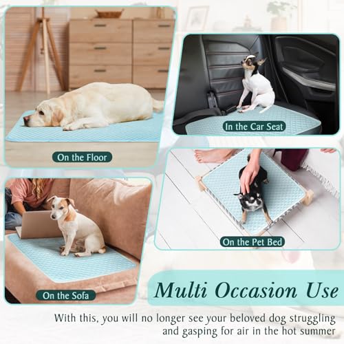 Upgraded Self-Cooling Dog Mat - Breathable Pet Cooling Pad for Dogs & Cats, Indoor & Outdoor Use, Washable Cooling Blanket for Comfort - size: L(39.4"Lx27.5"W)