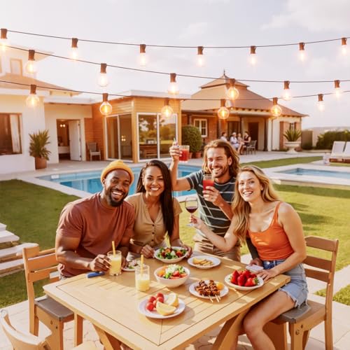 Svater Outdoor String Lights 150 FT, Patio Light with 78 Shatterproof LED Bulbs, Outside Plastic Hanging G40 Globe Lights for Cafe Market Bistro Backyard, Dimmable Warm White 2700K - size: 150ft
