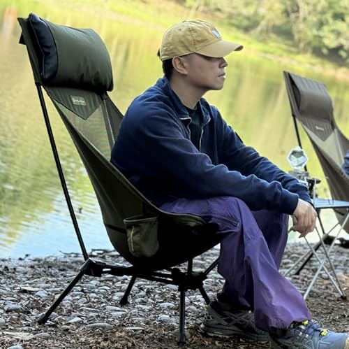 MellowCamp High Back Camping Chair, Oversized Comfort Design Collapsible Camp Chair with Pillow (Green) - color: High Back Green