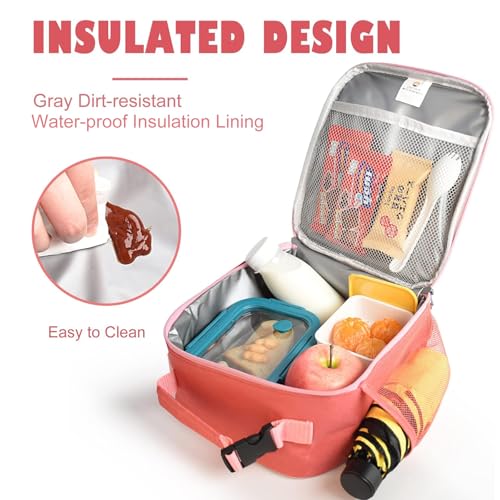CaCTOUR Lunch Box Kids,Premium Insulated Lunch Bag for Girls Boys,Soft Bag Mini Cooler Back to School Thermal Reusable Lunch Bag for Work School Picnic -Red - color: B-Red
