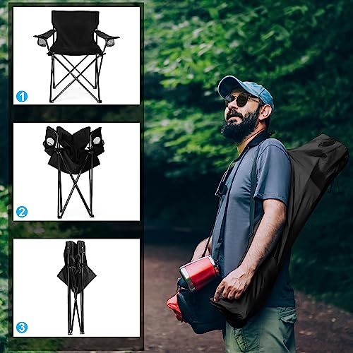 Foldable Camping Chair Set of 2, HaSteeL Folding Camp Chairs & Carrying Bags for Adults, Portable for Lawn, Outdoors, Fishing, Hiking, Travel, Picnic, Beach, Oversized & Supports 275lbs (Black & Blue) - color: Black +Blue