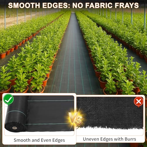 6FT X 328FT Garden Weed Barrier Landscape Fabric Heavy Duty Ultra Thick Premium Weeds Control Mat Ground Cover Weed Block Gardening Mat, 40 Ground Stakes Included - size: 6ft x 328ft