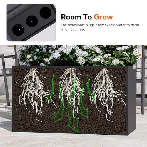 Modern Shade Metal Planter Box with Trellis Privacy Screen, 6x3 FT Large Raised Garden Bed, Multi-Functional Privacy Screen Outdoor with Drainage Holes for Climbing Plants, Perch Meadow - size: 1 PC (Perch & Meadow) with Planter Box